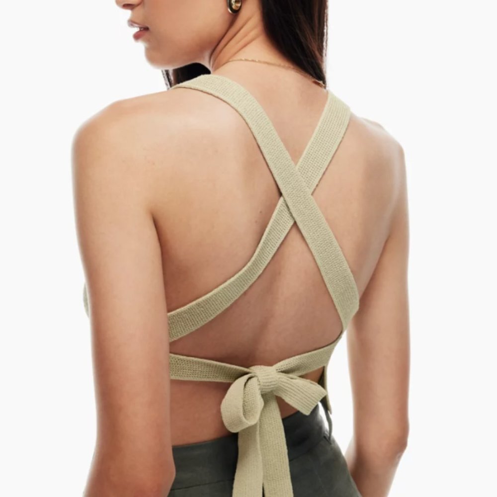 Aritizia Wilfred Cayenne Crop Slinky Top in Sage Green